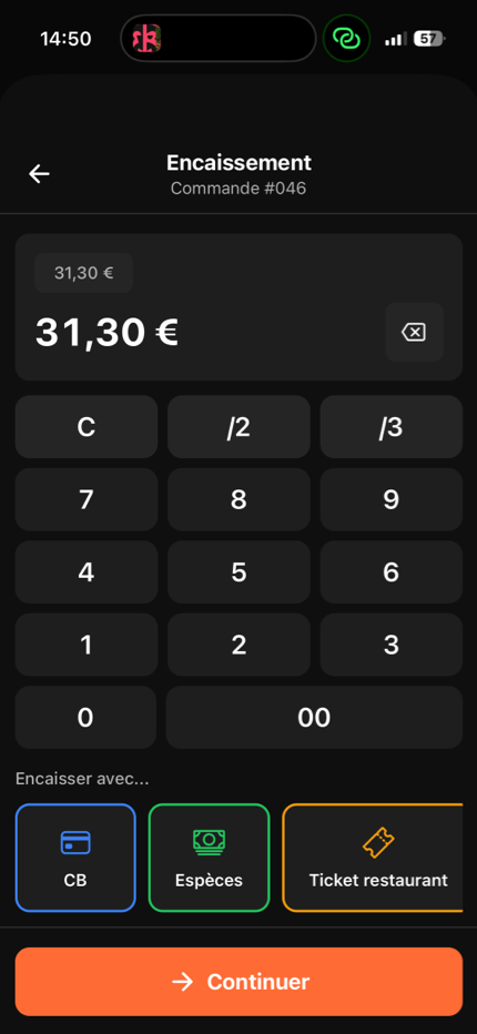 Encaissement livreur
