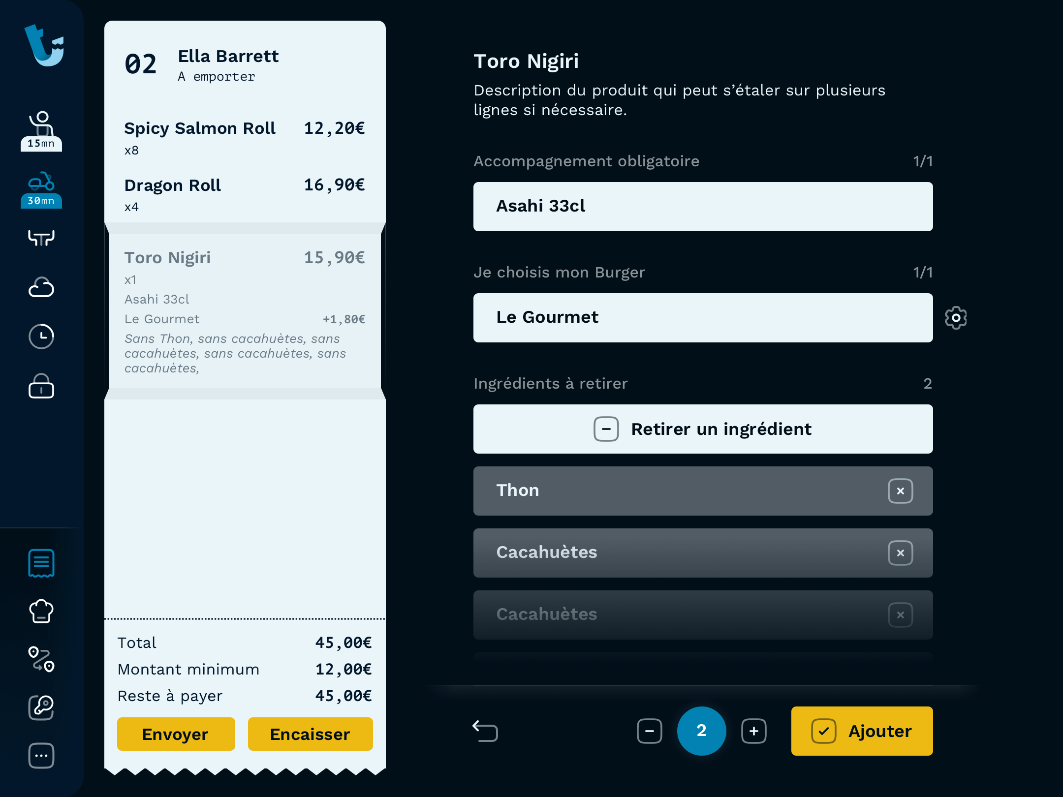 Interface caisse Tick'eat