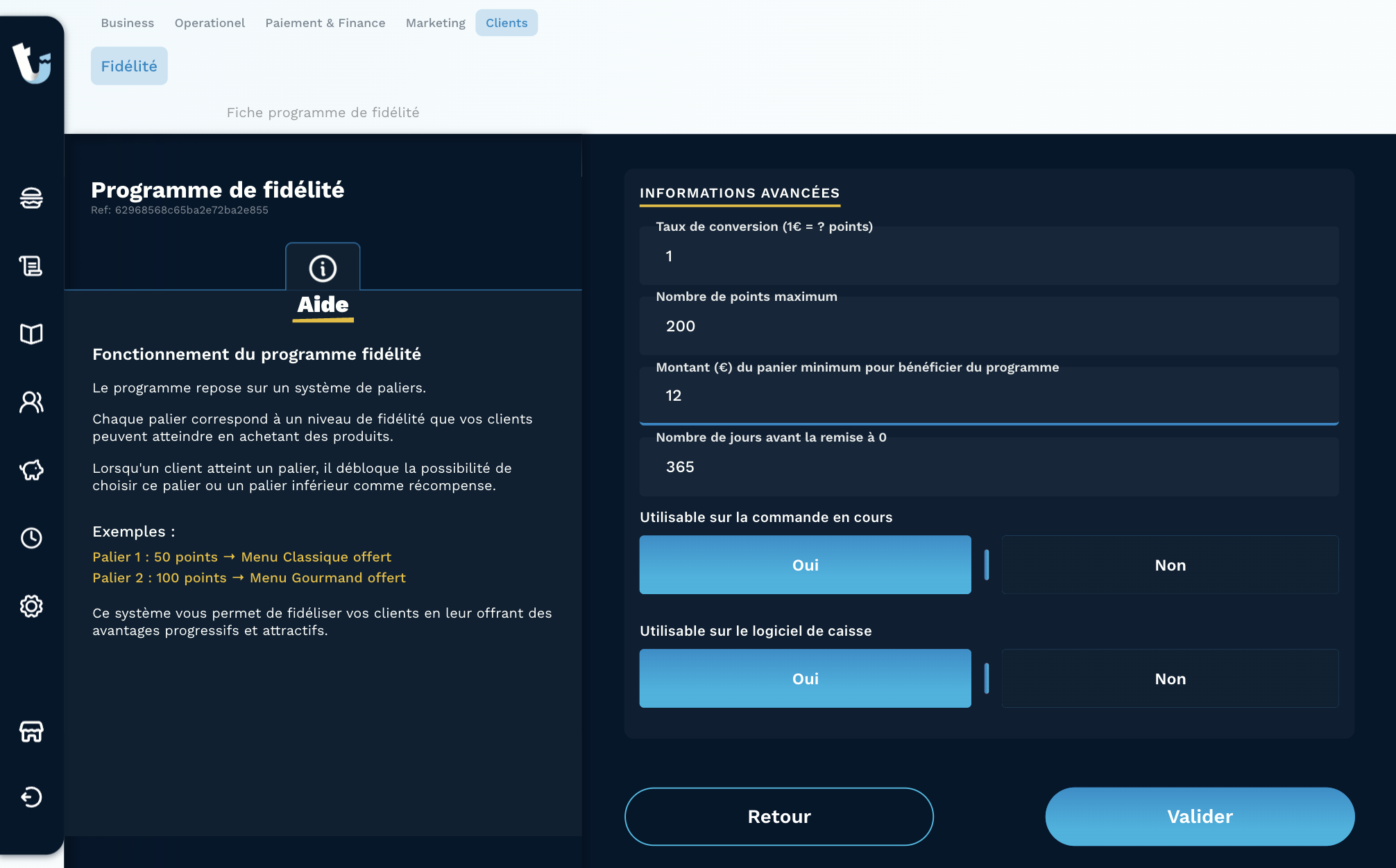 Fidélité client Tick'eat