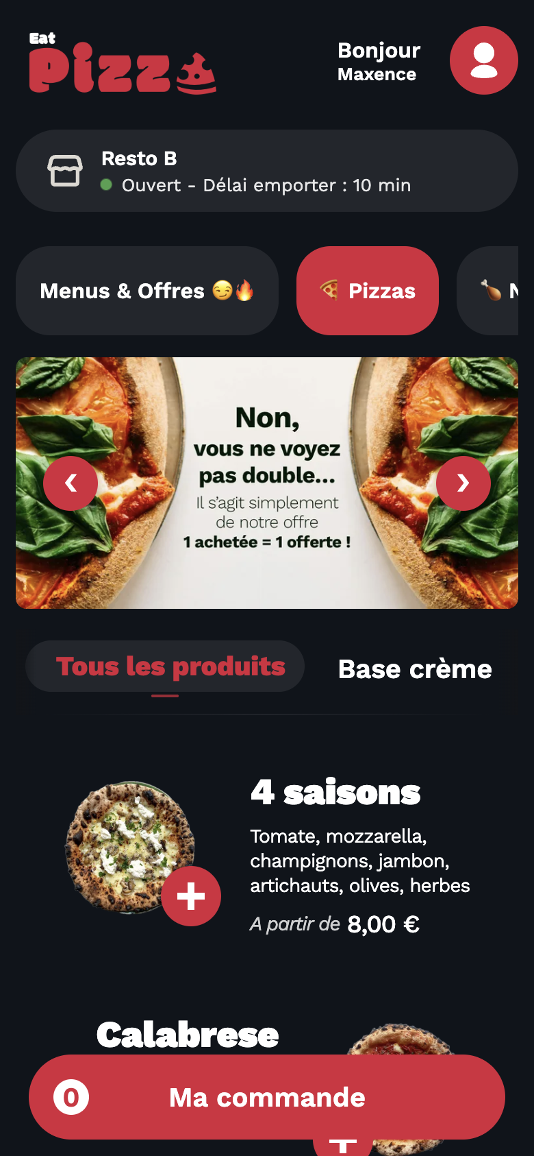 Boutique e-commerce pour restaurants