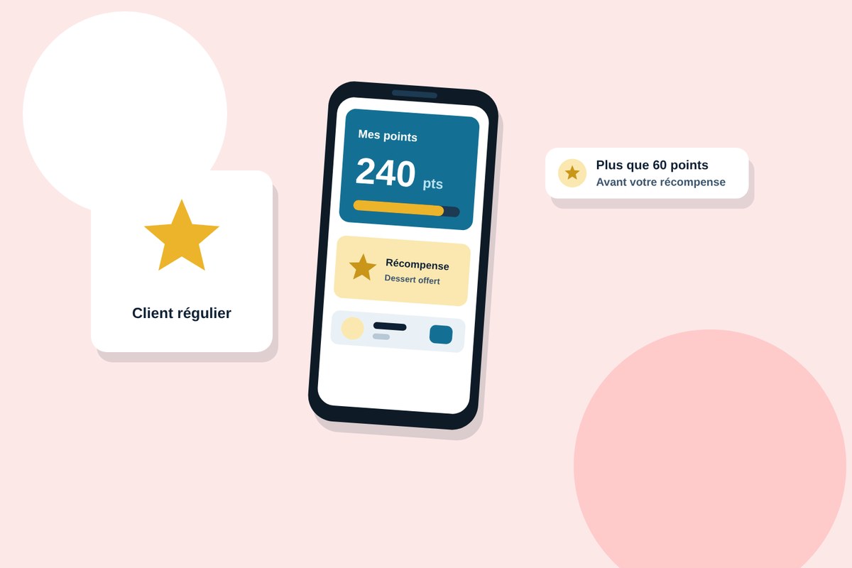 Dans l'application du restaurant, le client suit ses points de fidélité et sa prochaine récompense