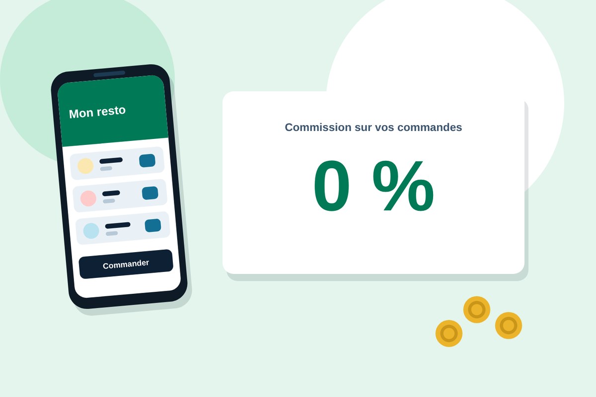 Les commandes passées sur l'application du restaurant ne génèrent aucune commission