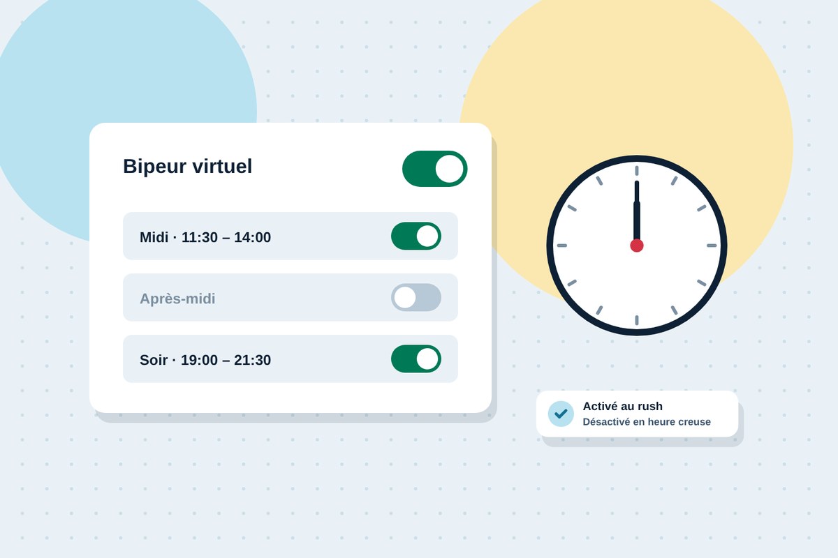 Le bipeur virtuel s'active seulement aux heures de pointe, selon une plage horaire choisie