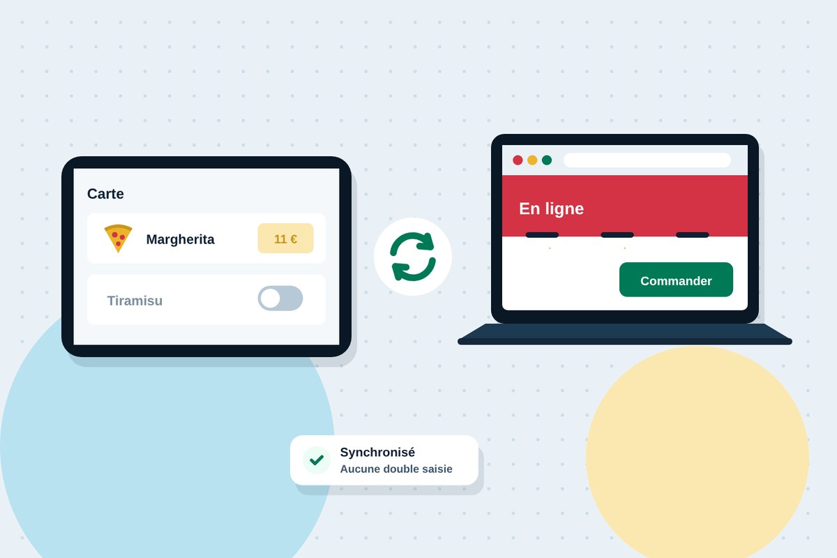 Une modification de carte faite sur la caisse se répercute aussitôt sur la boutique en ligne
