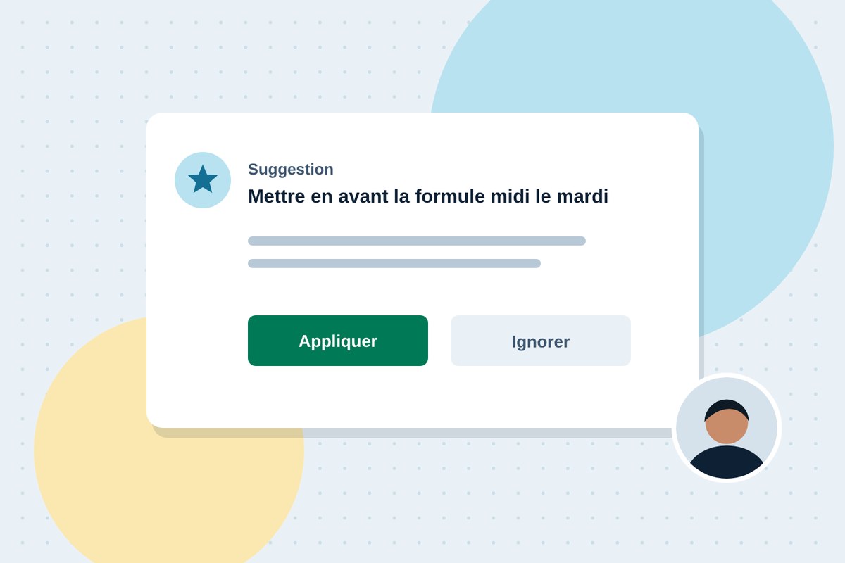 Une suggestion proposée par l'outil, que le restaurateur choisit d'accepter ou d'ignorer