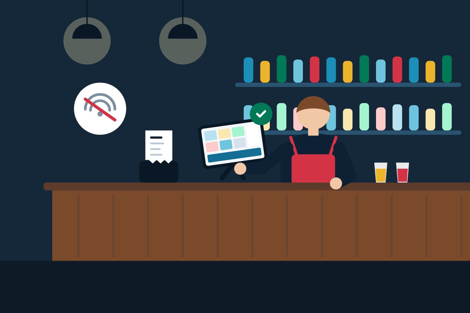 Au bar, le Wi-Fi est coupé mais le barman continue d'encaisser et d'imprimer les tickets