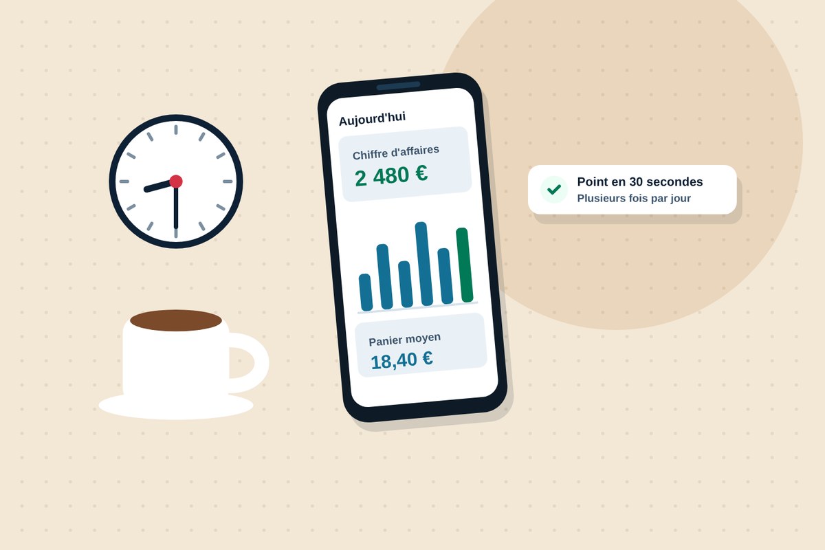 Un point de situation rapide consulté sur téléphone avec le café du matin