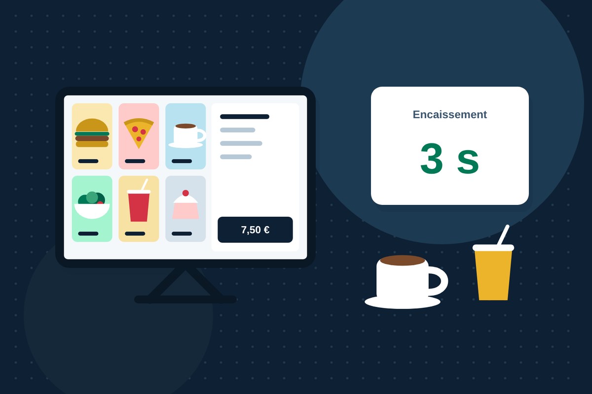 Au comptoir d'un café, la commande est encaissée en quelques secondes pendant l'happy hour