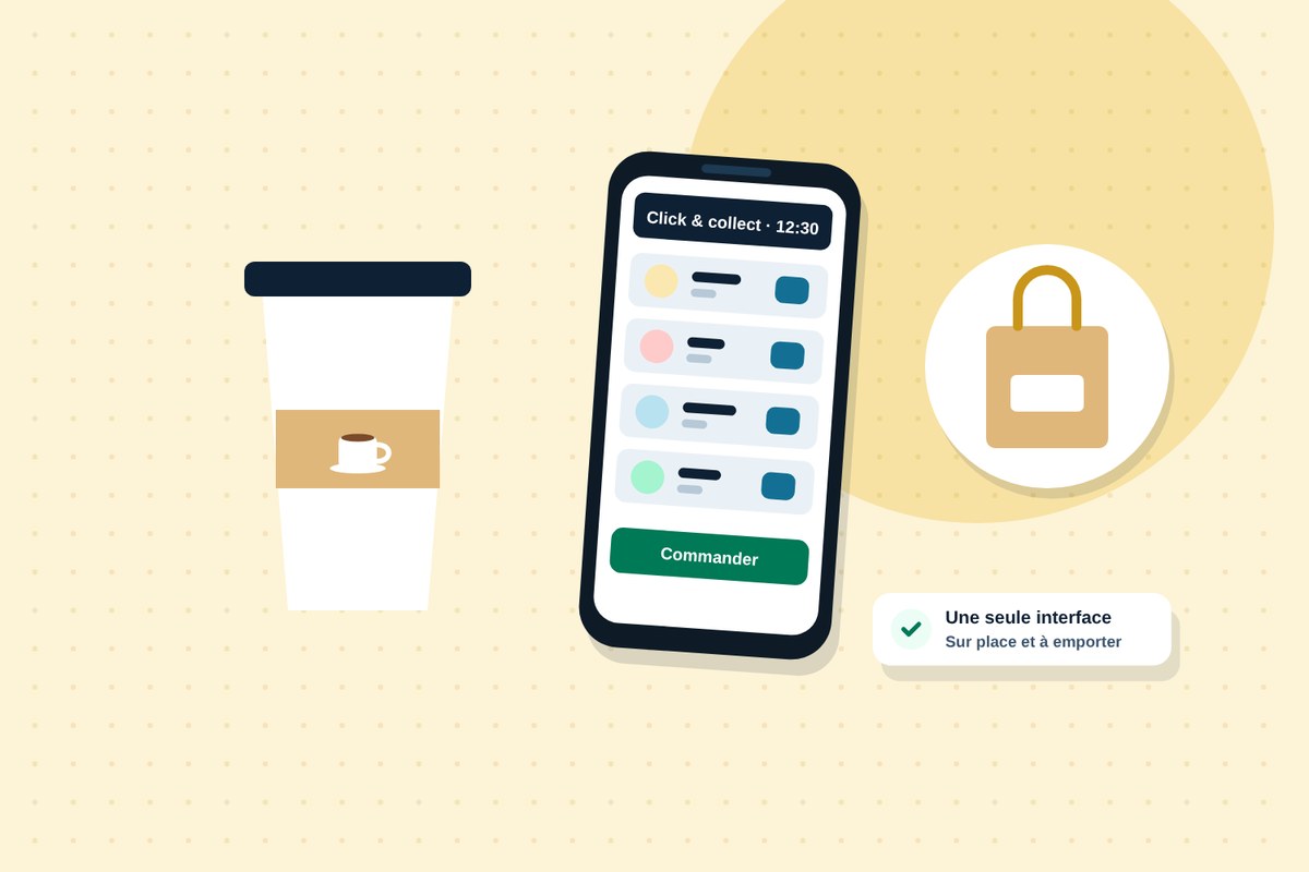 Café à emporter le matin et formule déjeuner en click and collect gérés depuis la même caisse