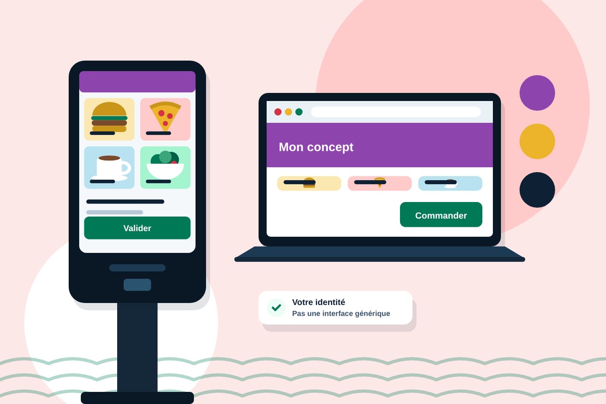 Une borne et une boutique en ligne personnalisées aux couleurs d'un concept indépendant